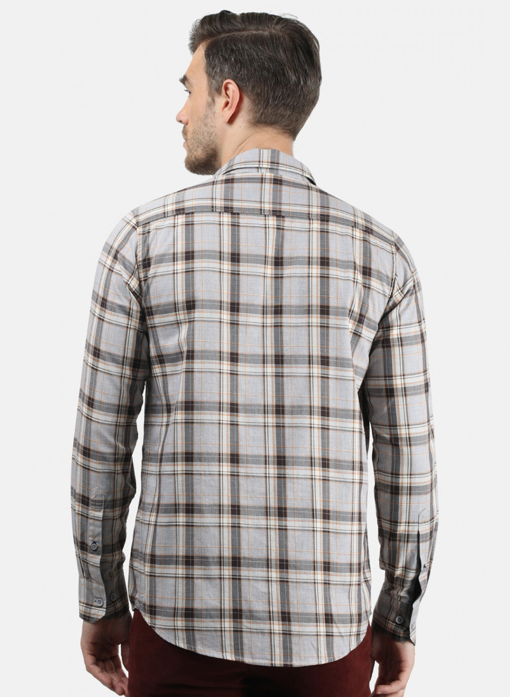 Men Grey Check Shirt