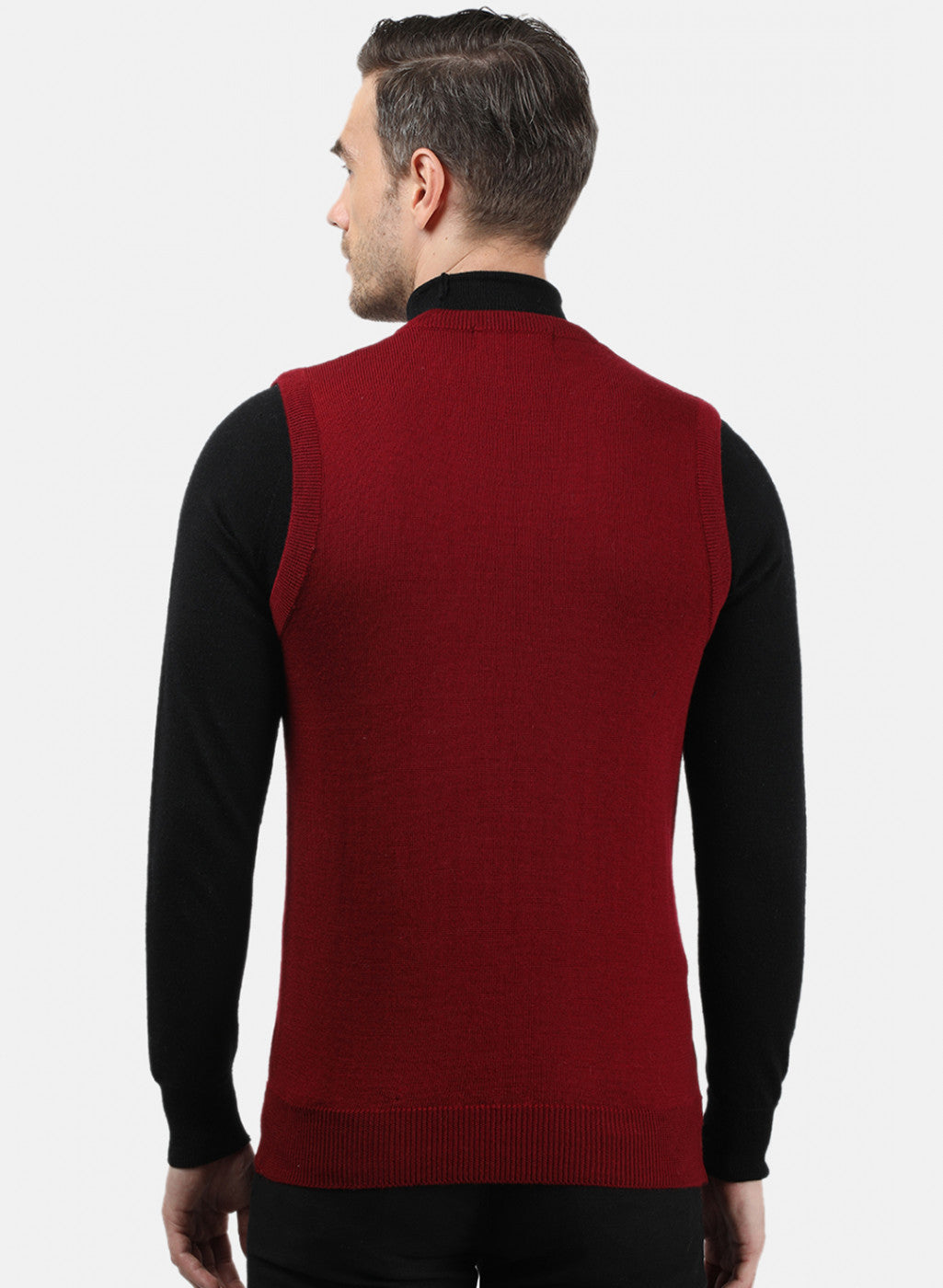 Men Maroon Solid Sweater