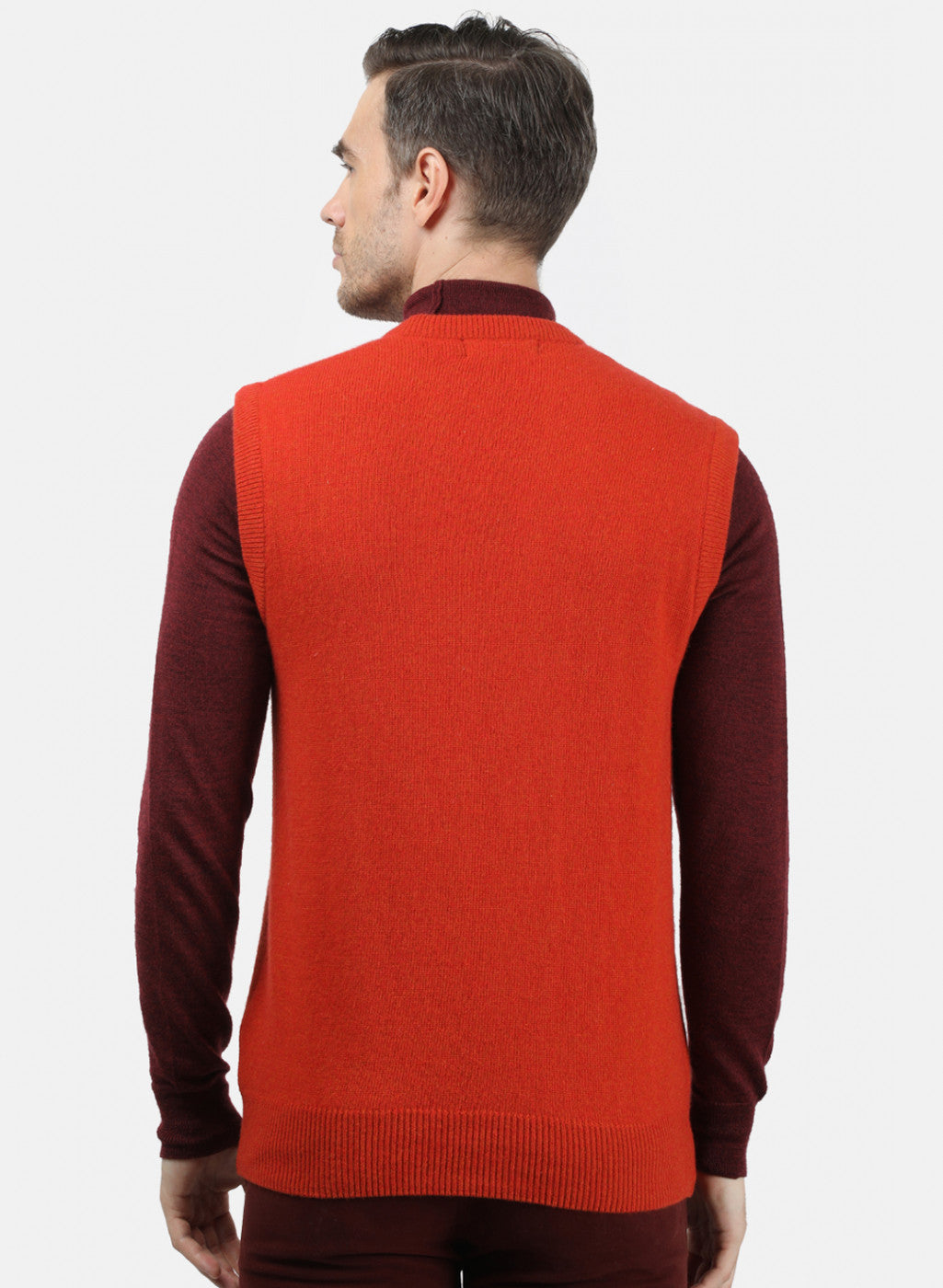 Men Orange Solid Sweater