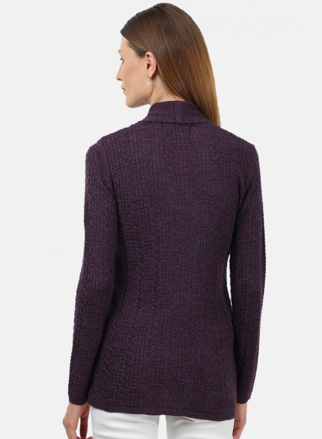 Women Purple Solid Cardigan