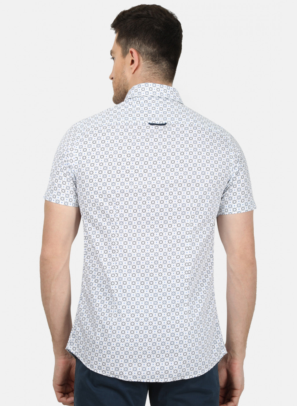 Mens Blue Printed Shirt