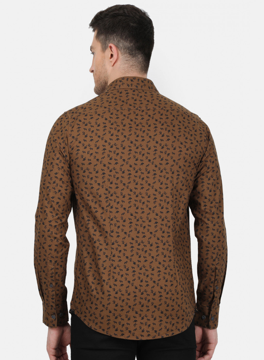 Mens Brown Printed Shirt