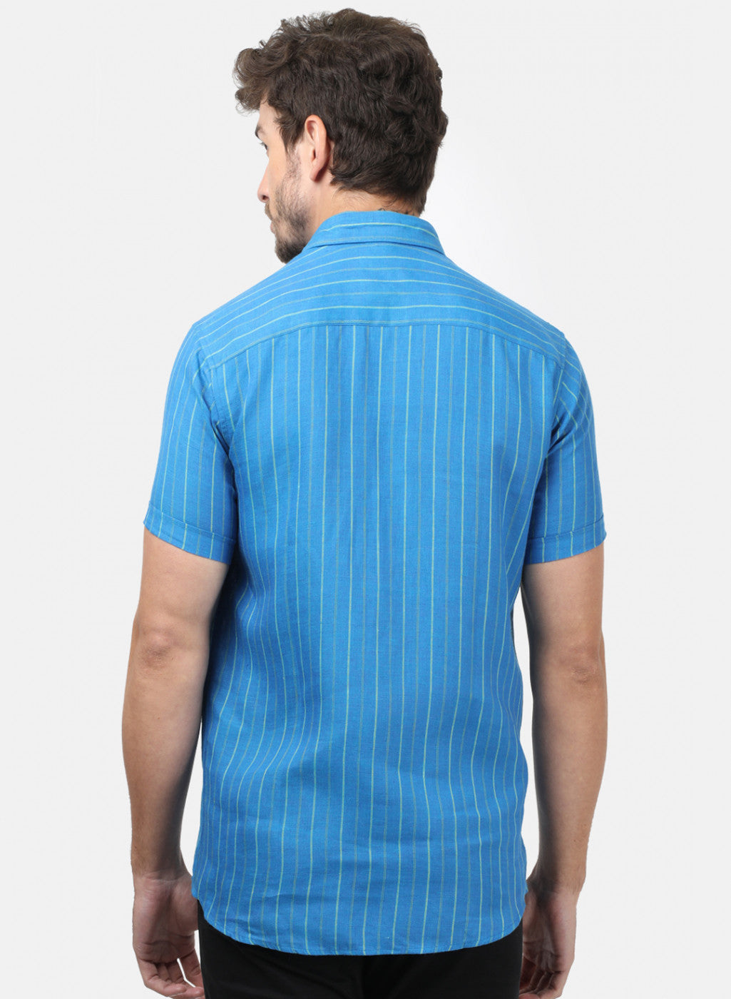 Men Blue Stripe Shirts