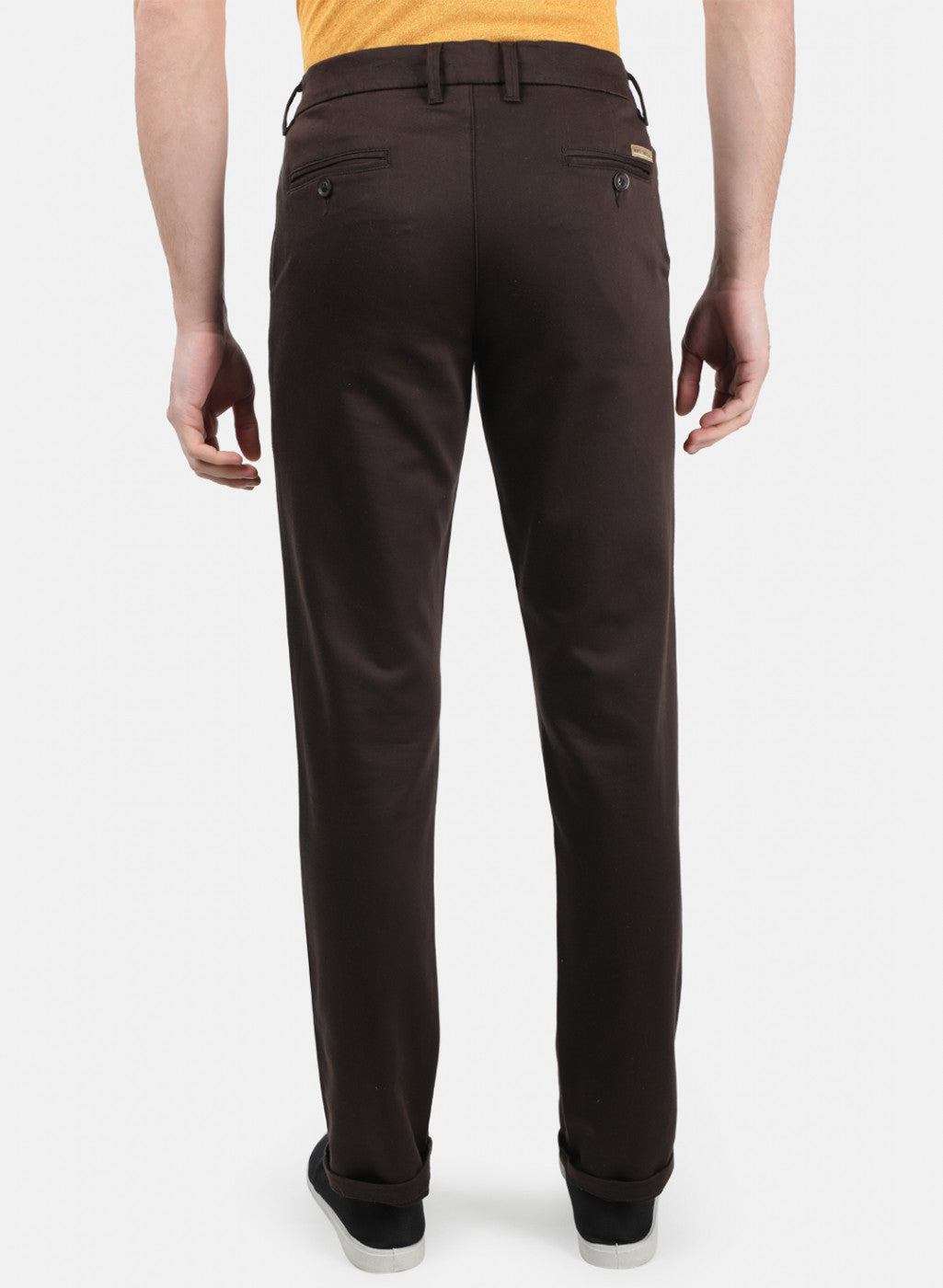 Men Brown Plain Trousers