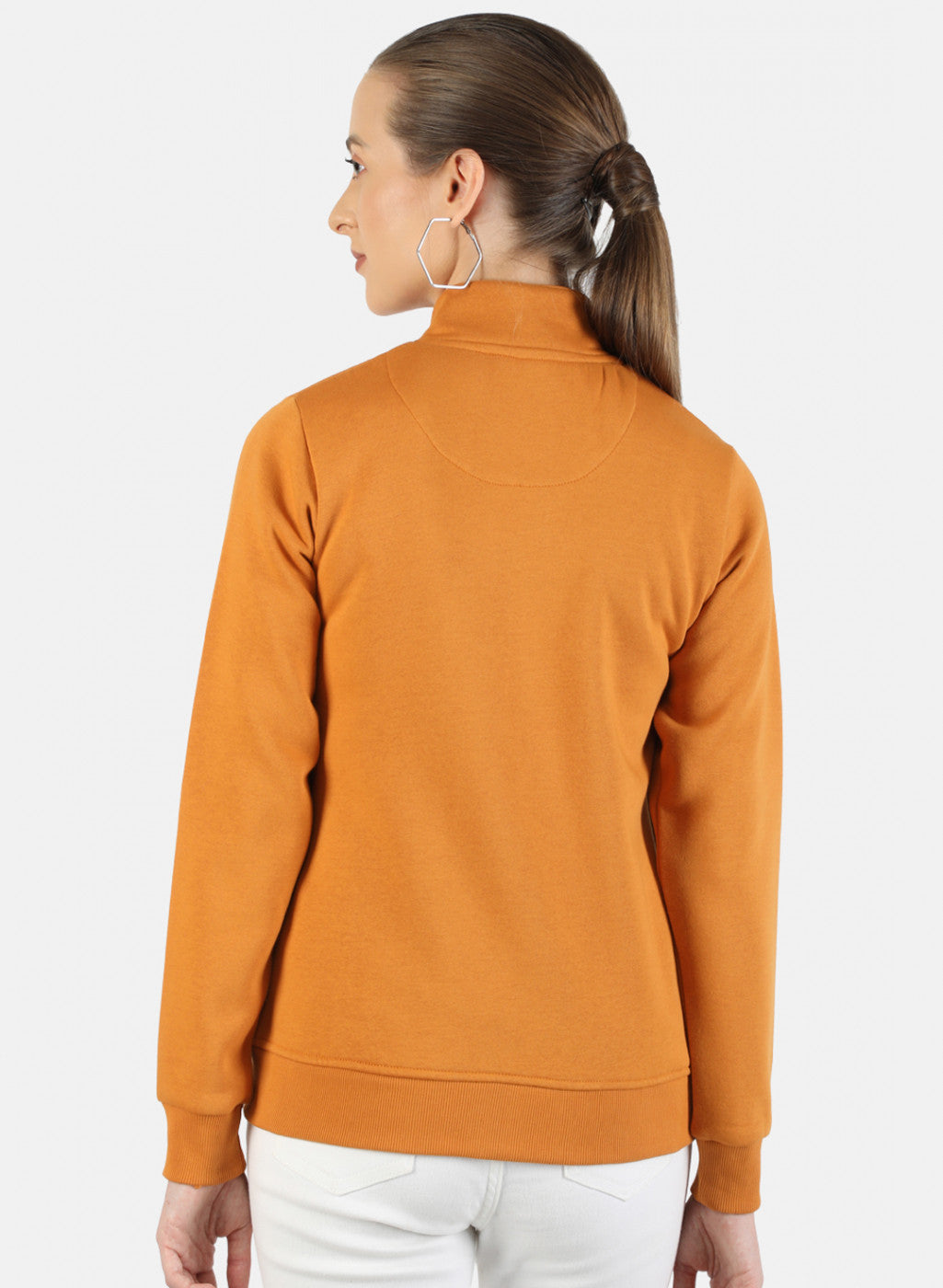 Women Mustard Plain Sweatshirt