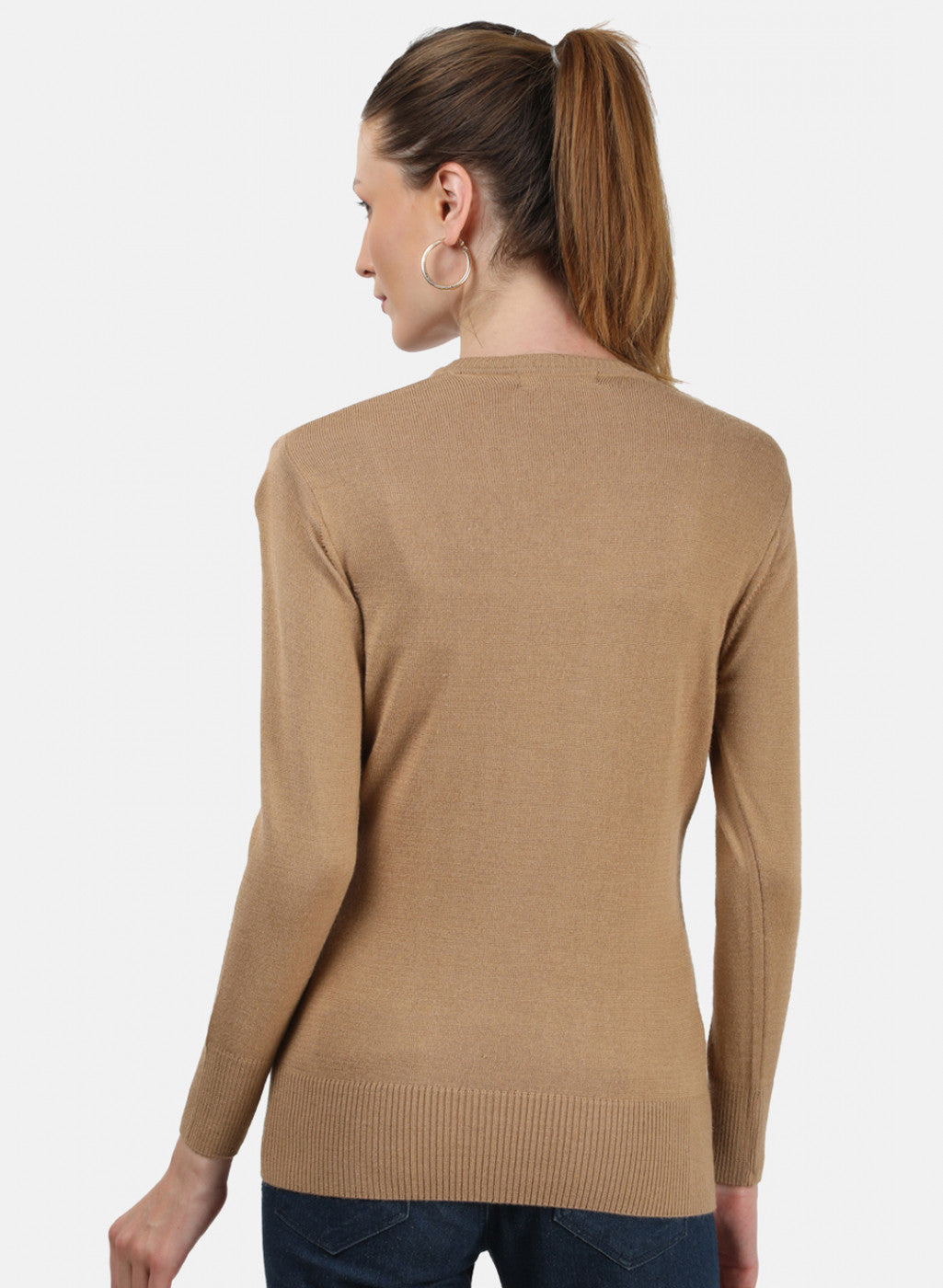 Women Brown V Neck Top