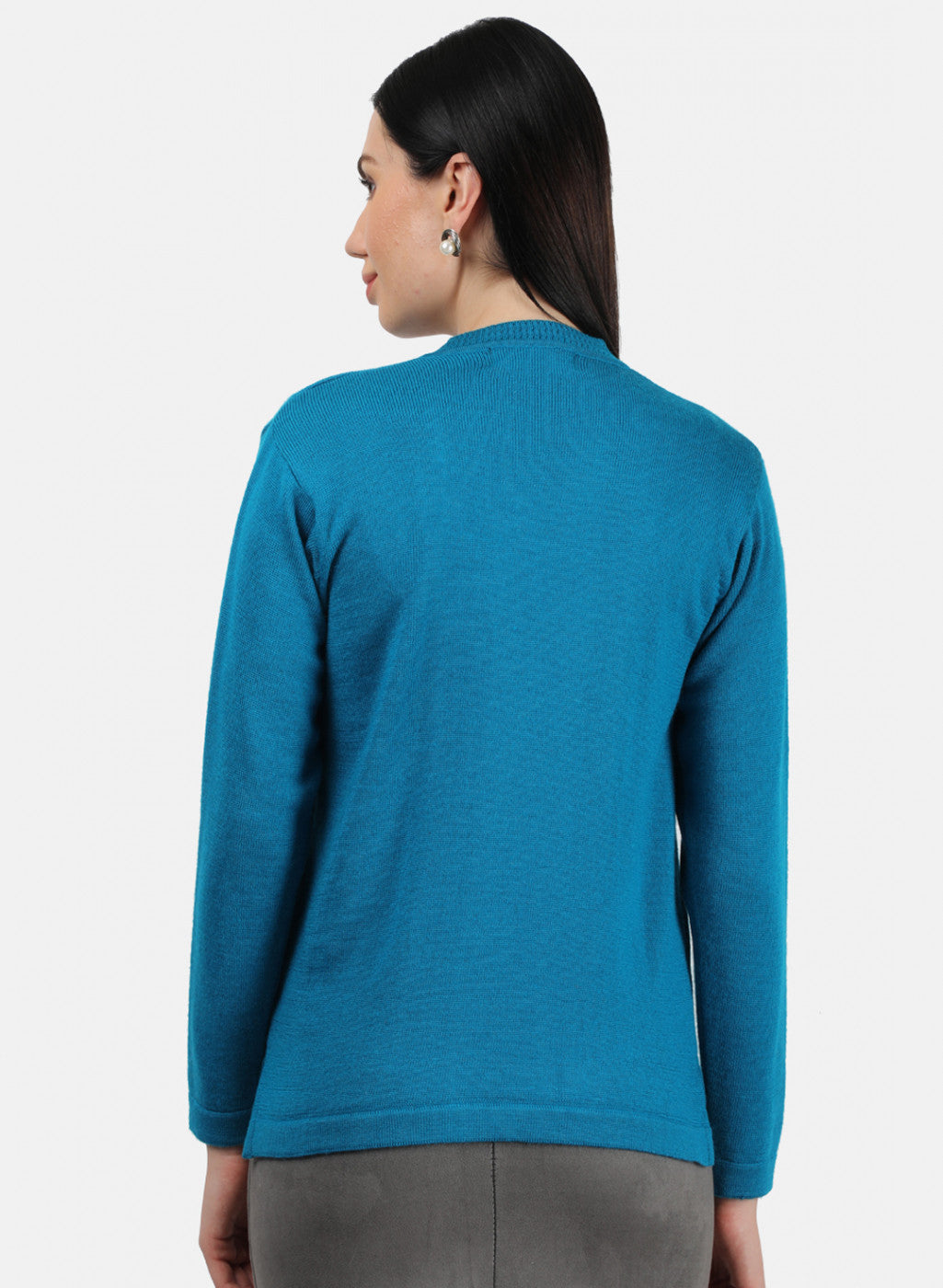 Women Blue Solid Cardigan