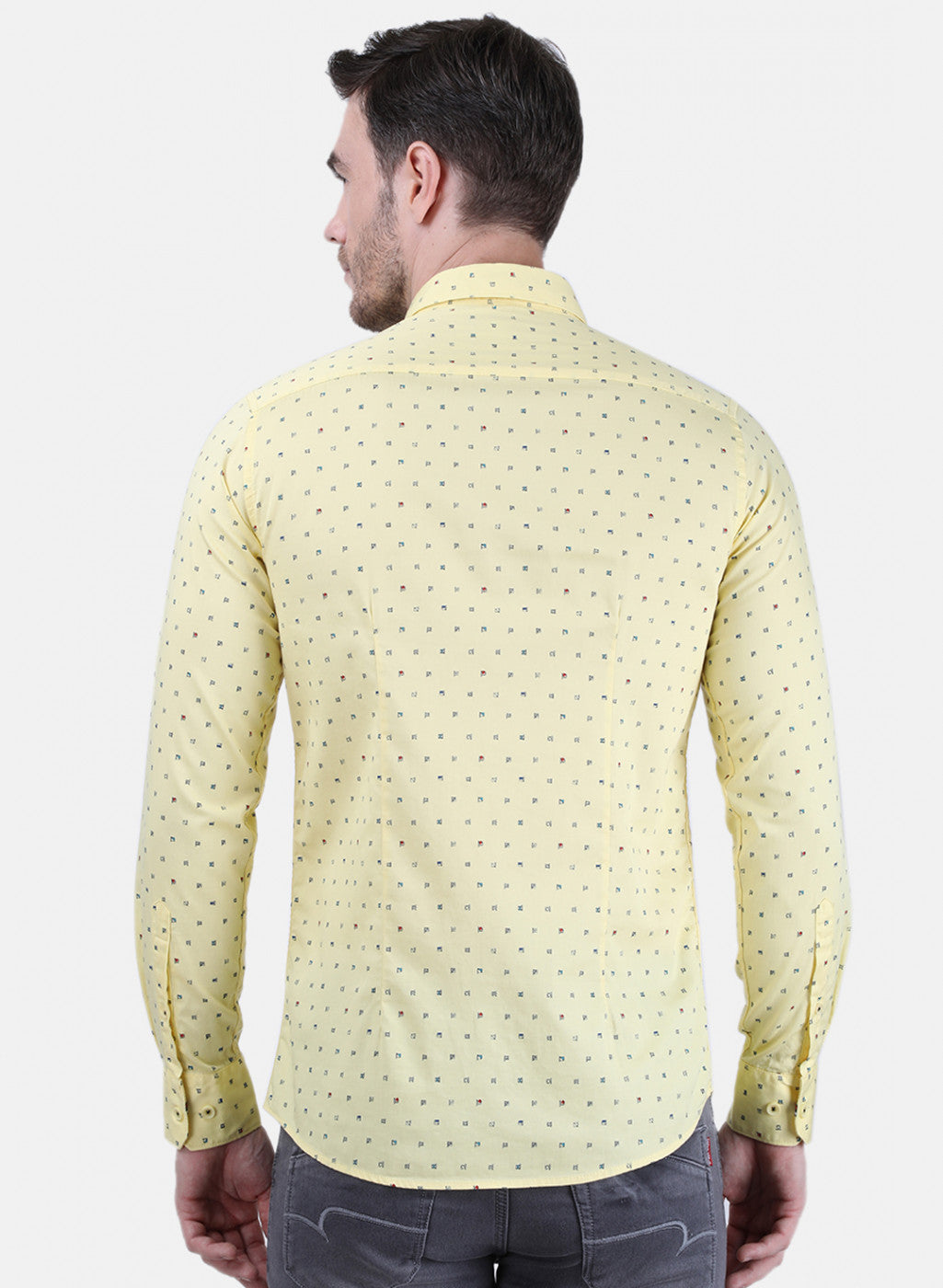 Mens Yellow Printed Shirt