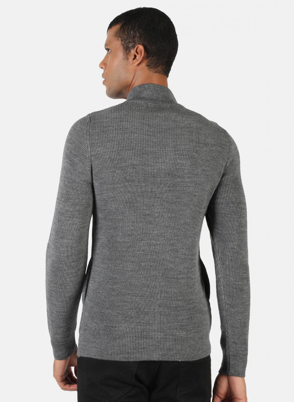 Men Grey Self Design Pullover