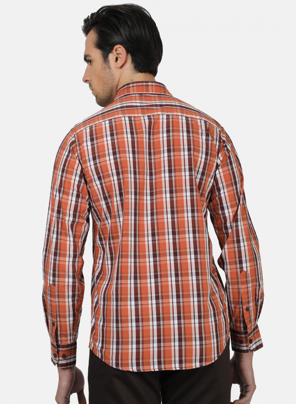 Men Orange Check Shirts