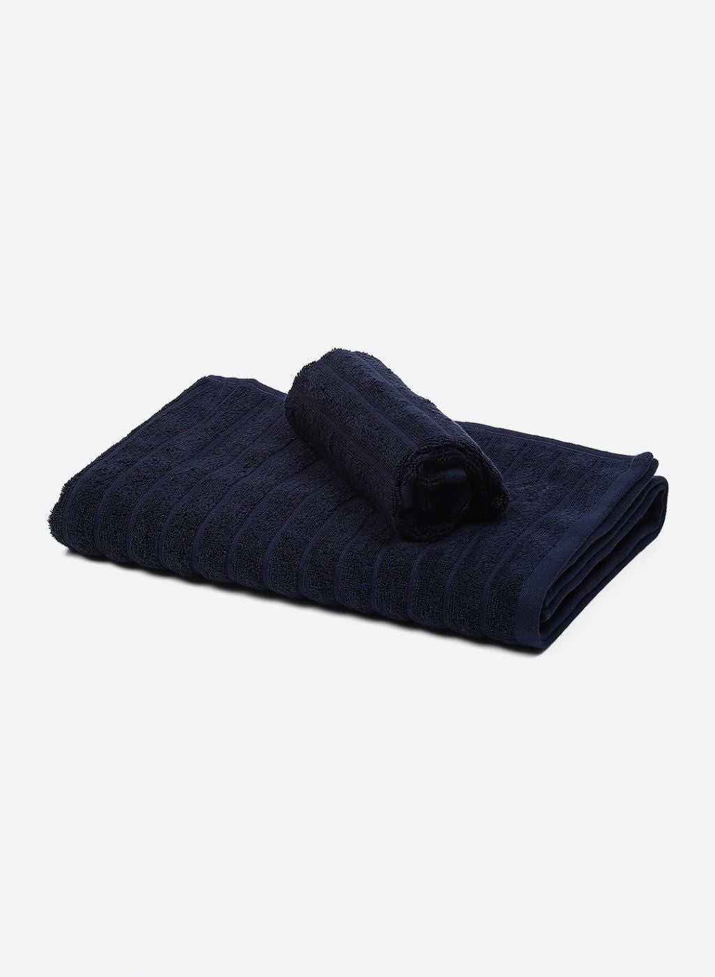 NAvy Blue Cotton 525 GSM Towel Set Pack of 2 (1 Bath & 1 Hand Towel)