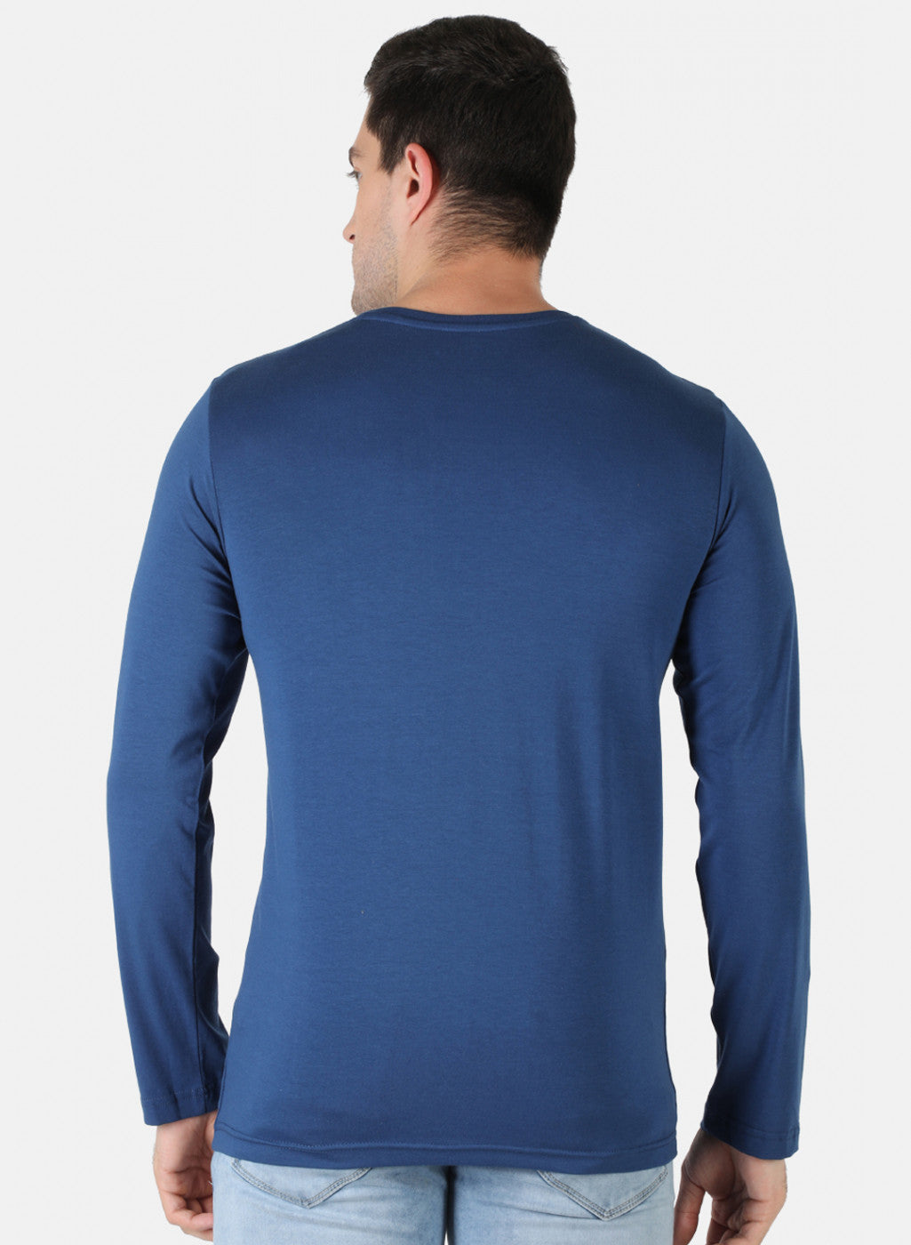 Men Blue Plain T-Shirt