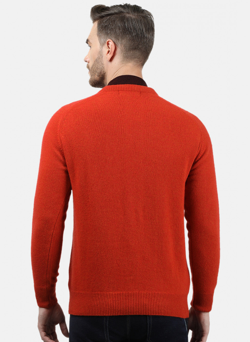 Men Orange Solid Pullover