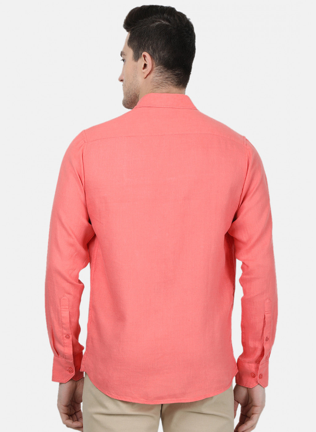 Mens Peach Solid Shirt