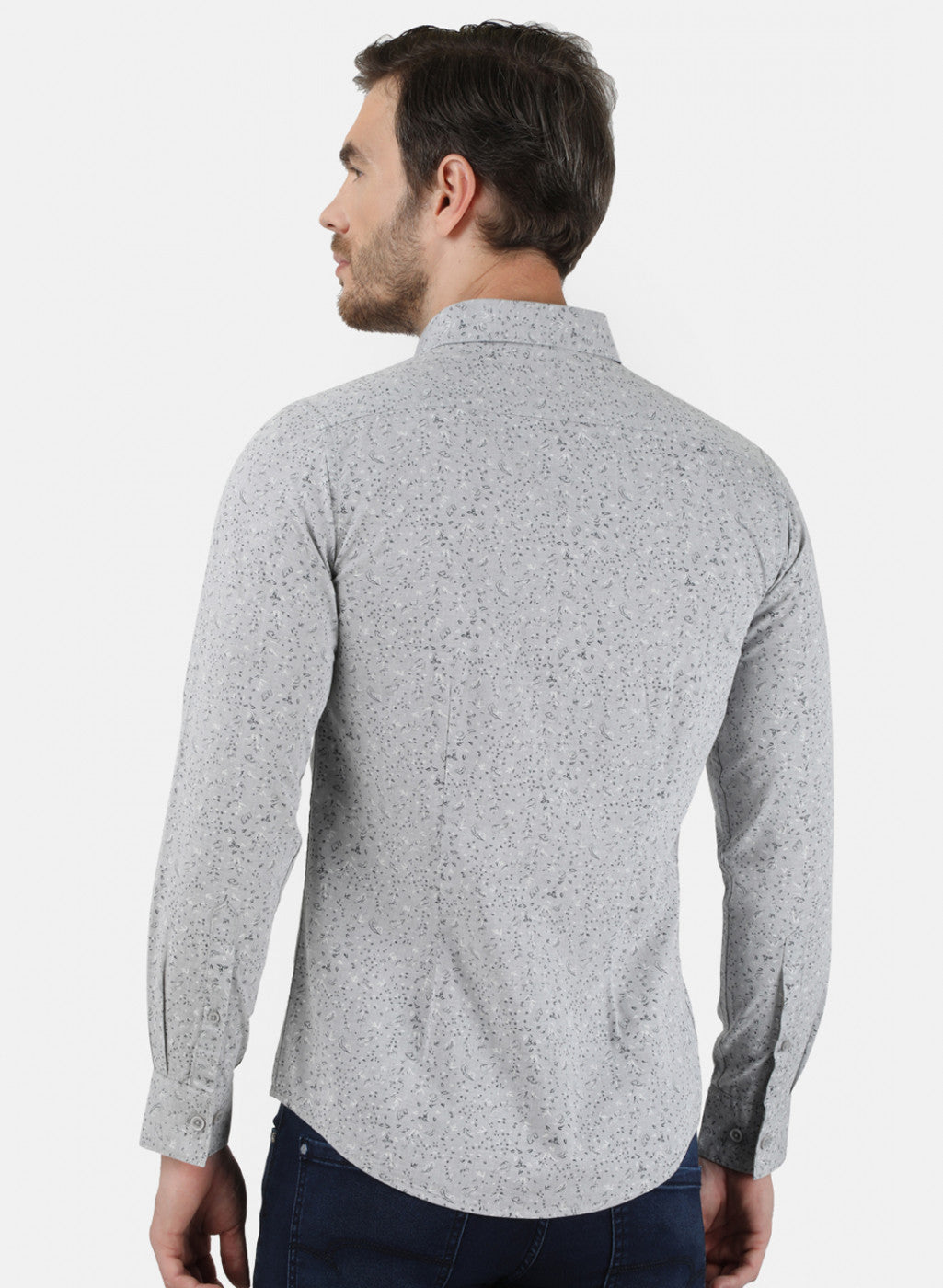 Mens Grey Printed Shirt