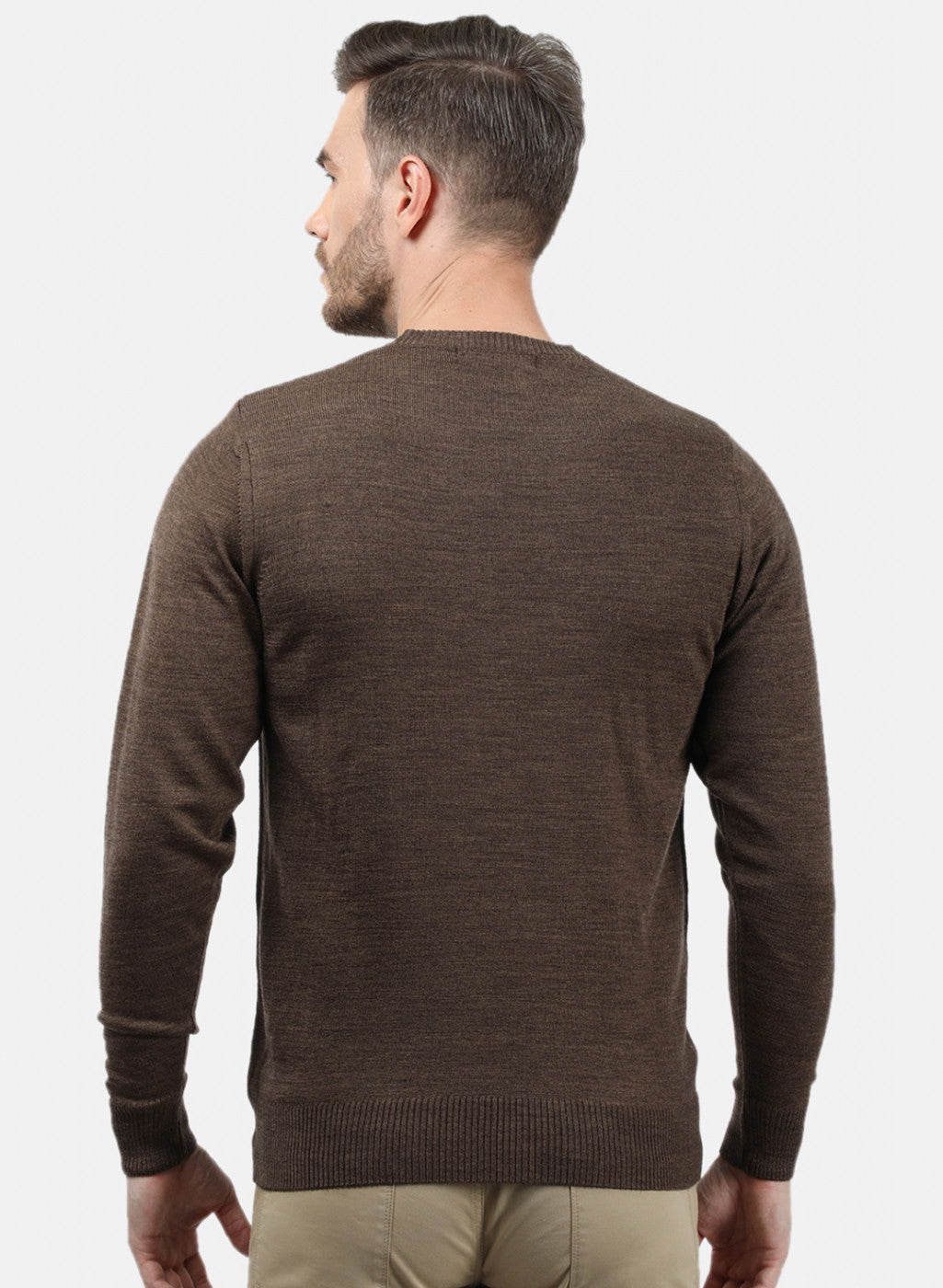 Men Brown Solid Pullover