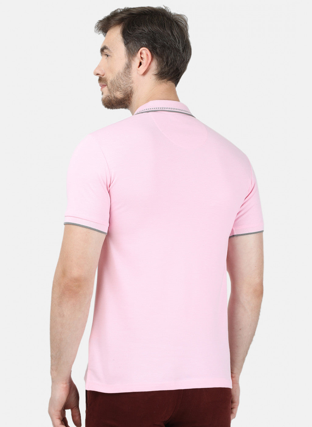 Mens Pink Plain T-Shirt