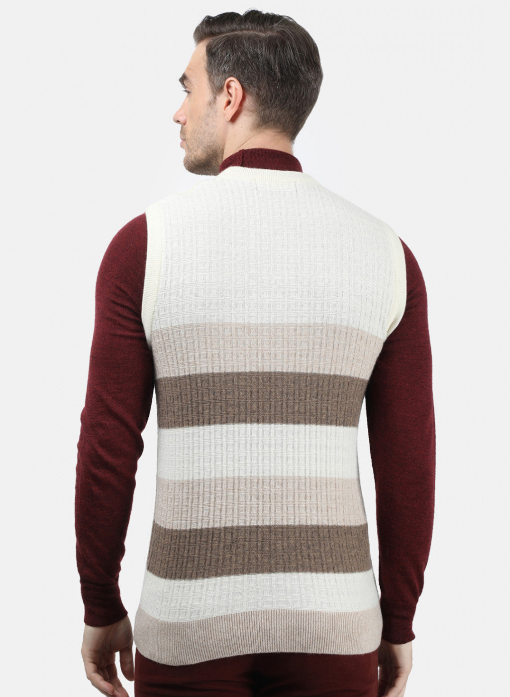 Men Brown & Beige Solid Sweater