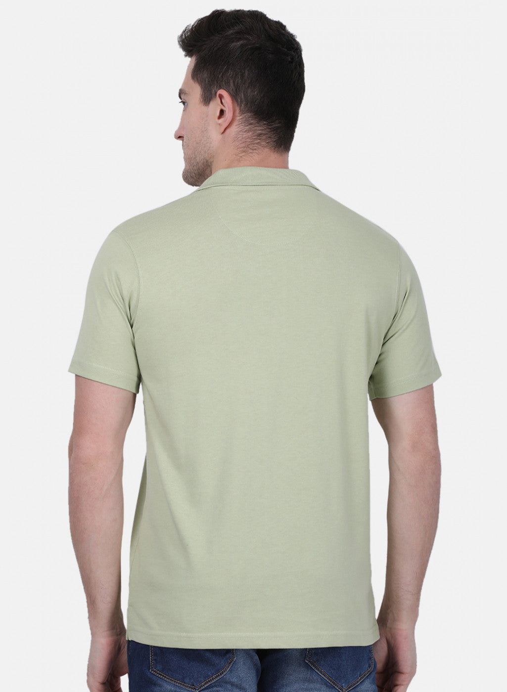 Mens Light Green Plain T-Shirt