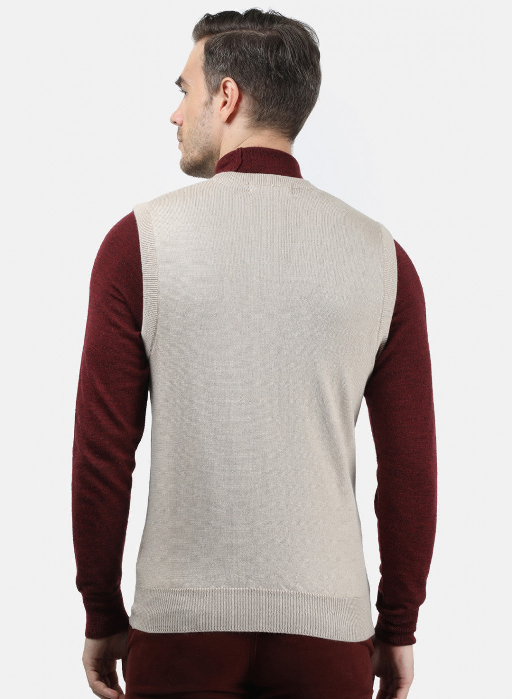 Men Beige Solid Sweater