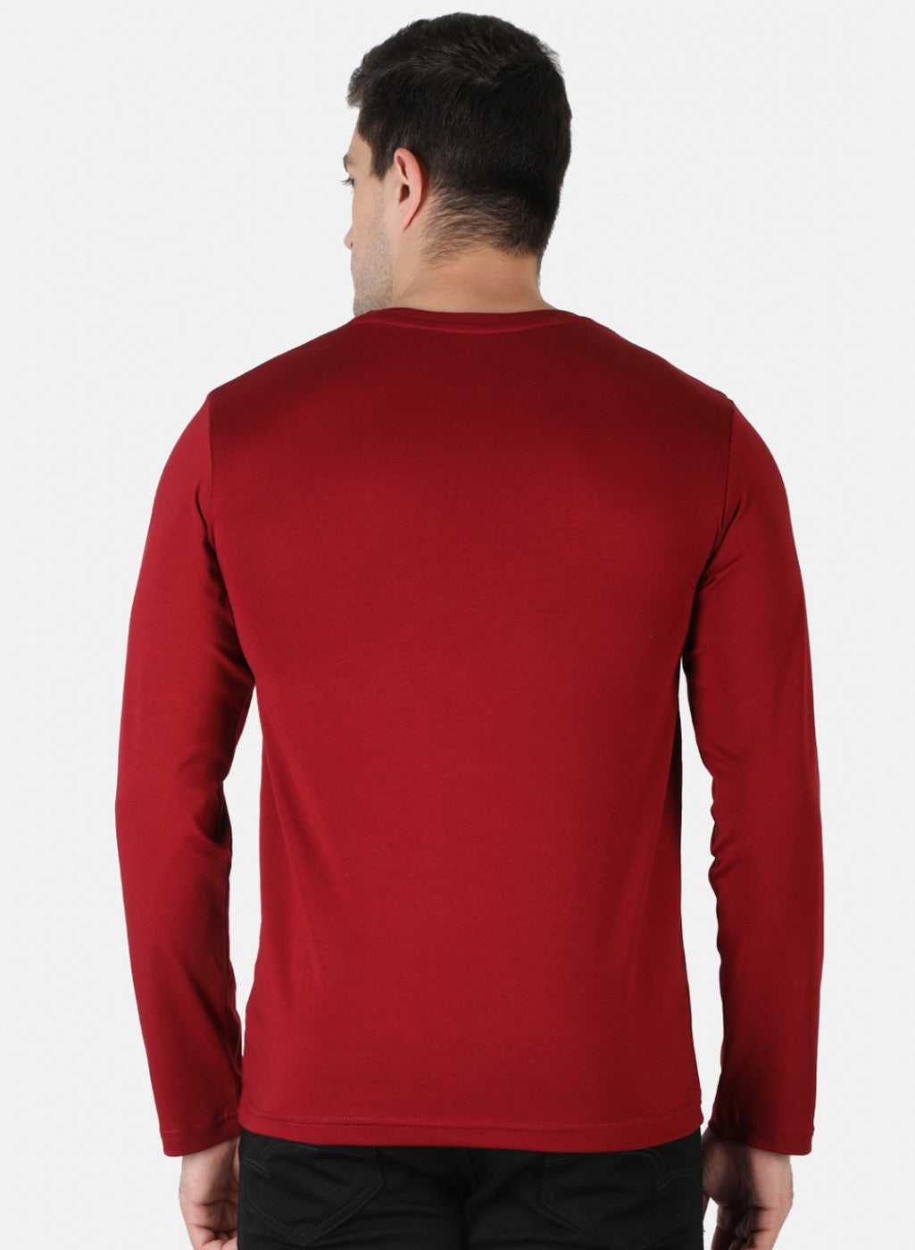 Men Maroon Plain T-Shirt