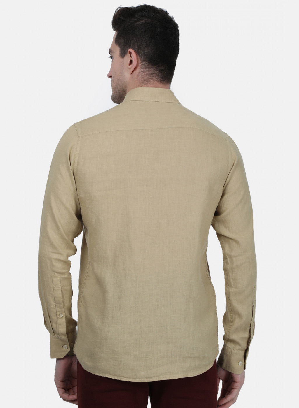 Mens Beige Solid Shirt