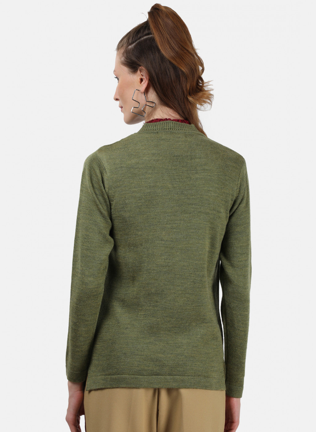 Women Olive Solid Cardigan