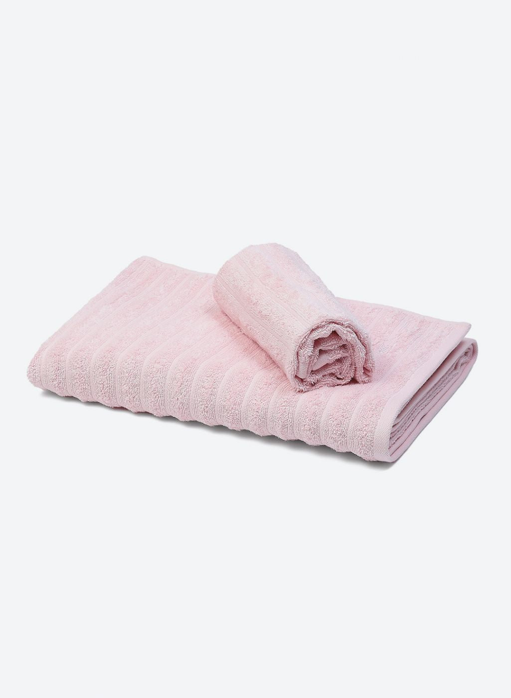 Light Pink Cotton 525 GSM Towel Set Pack of 2 (1 Bath & 1 Hand Towel)