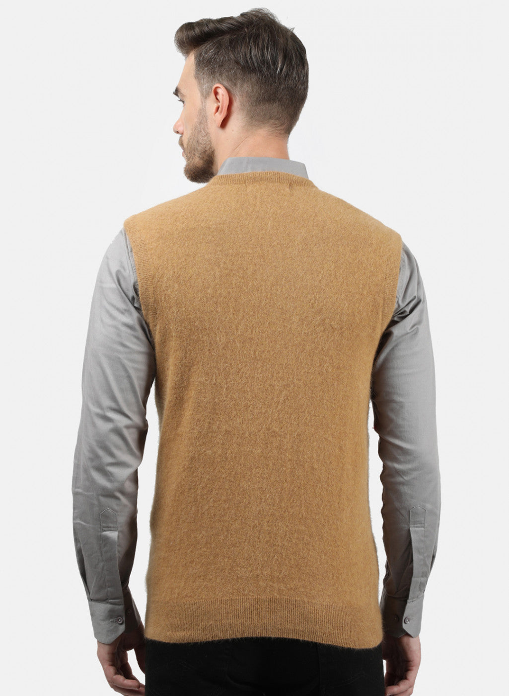 Men Light Brown Solid Sweater