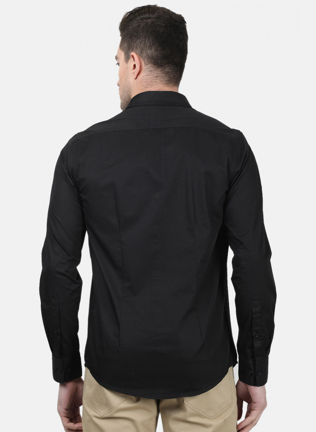 Mens Jet Black Solid Shirts