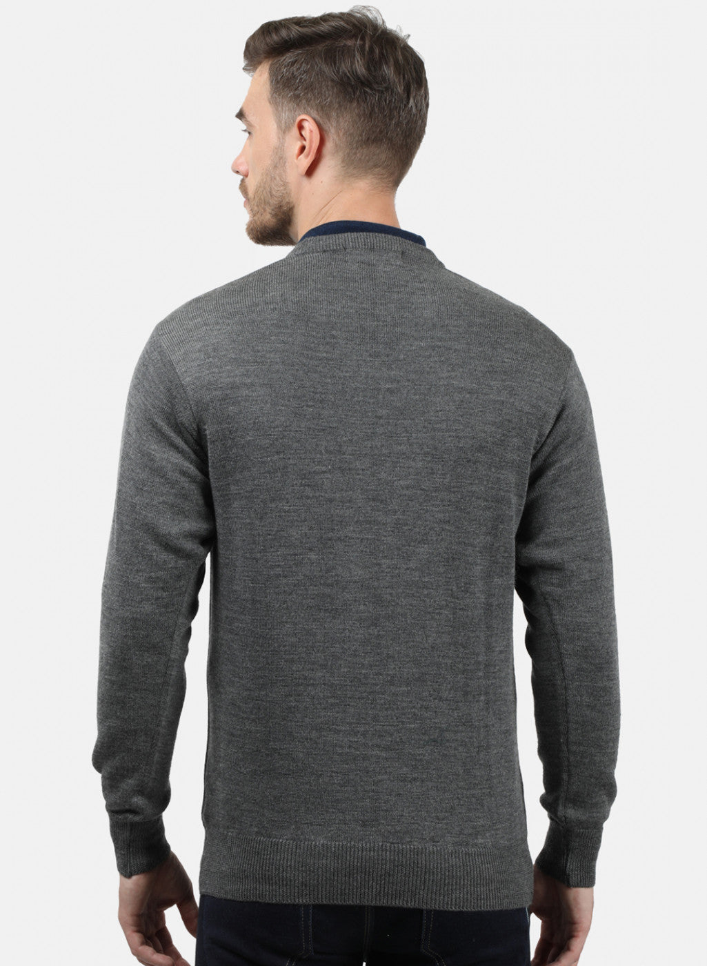 Men Grey Solid Pullover