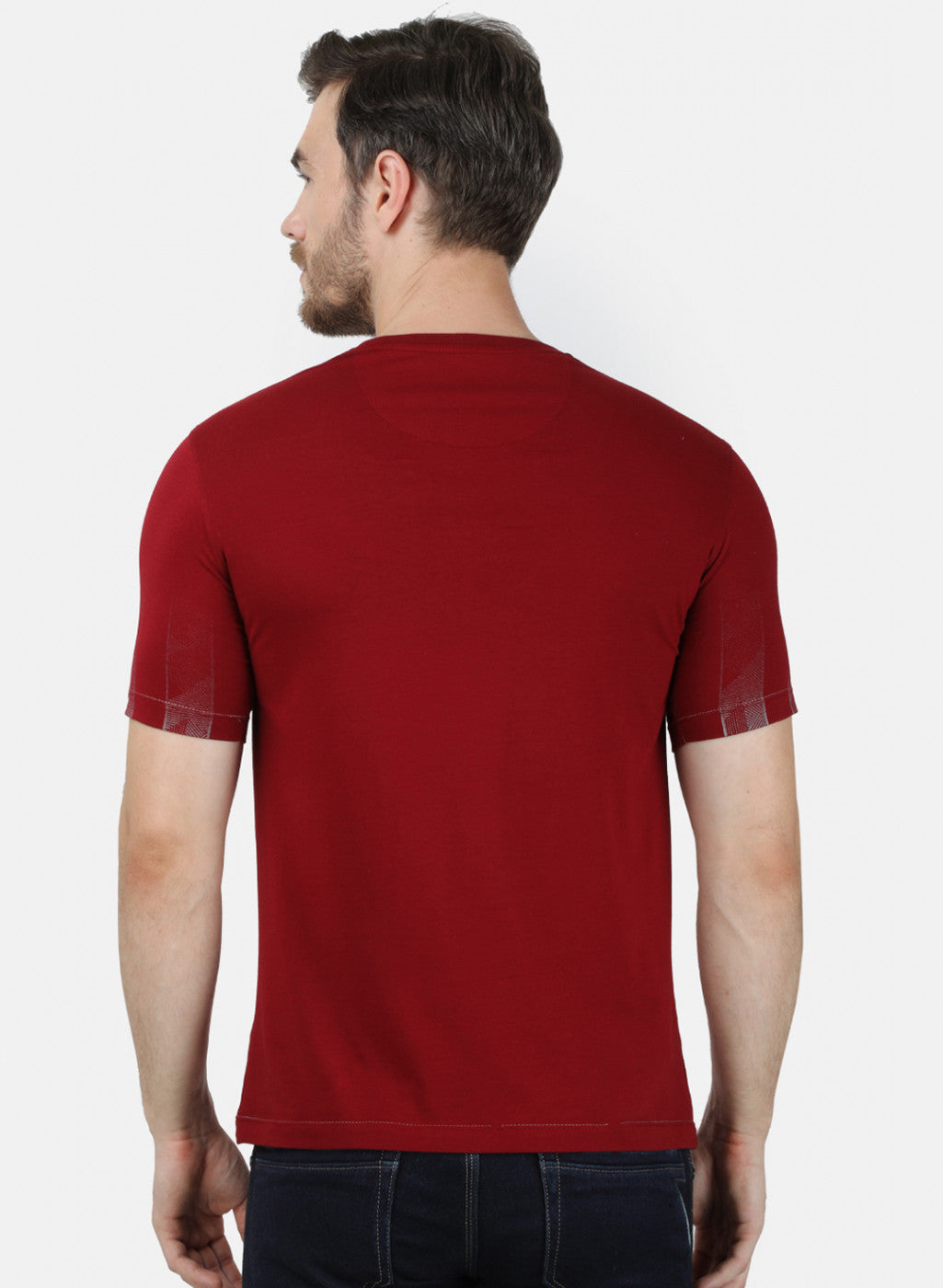 Mens Maroon Printed T-Shirt