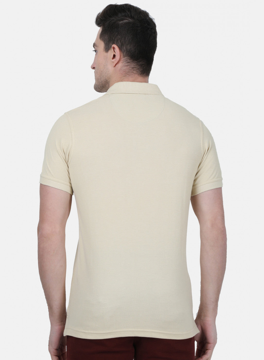 Mens Beige Plain T-Shirt