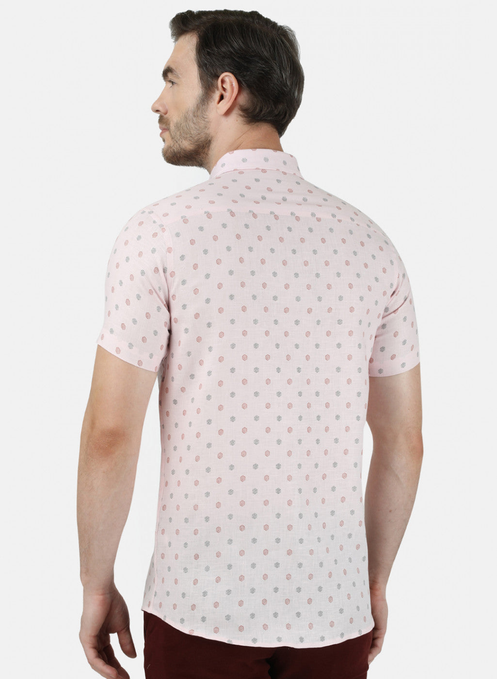 Mens Peach Printed Shirt