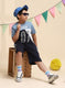 Boys Blue Printed Bermuda Set