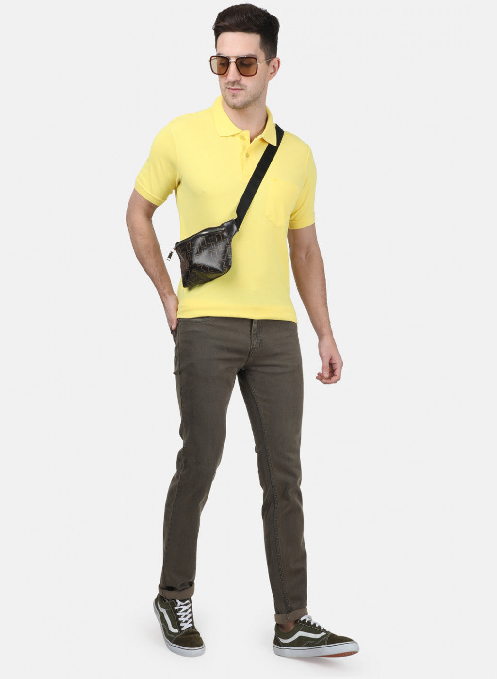 Mens Yellow Plain T-Shirts