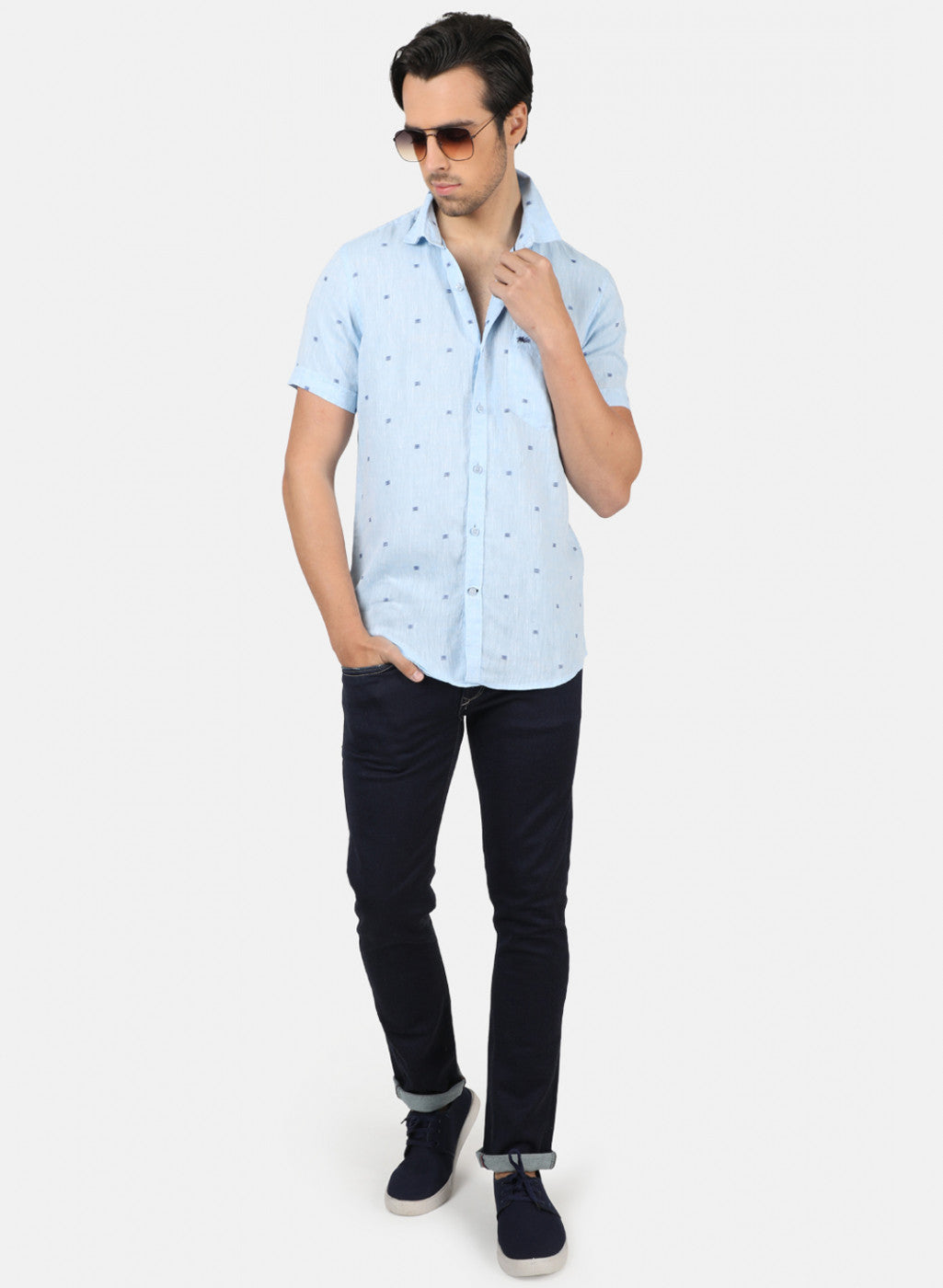 Men Blue Printed Shirts