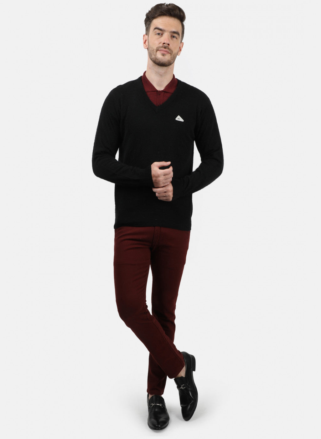 Men Black Solid Pullover