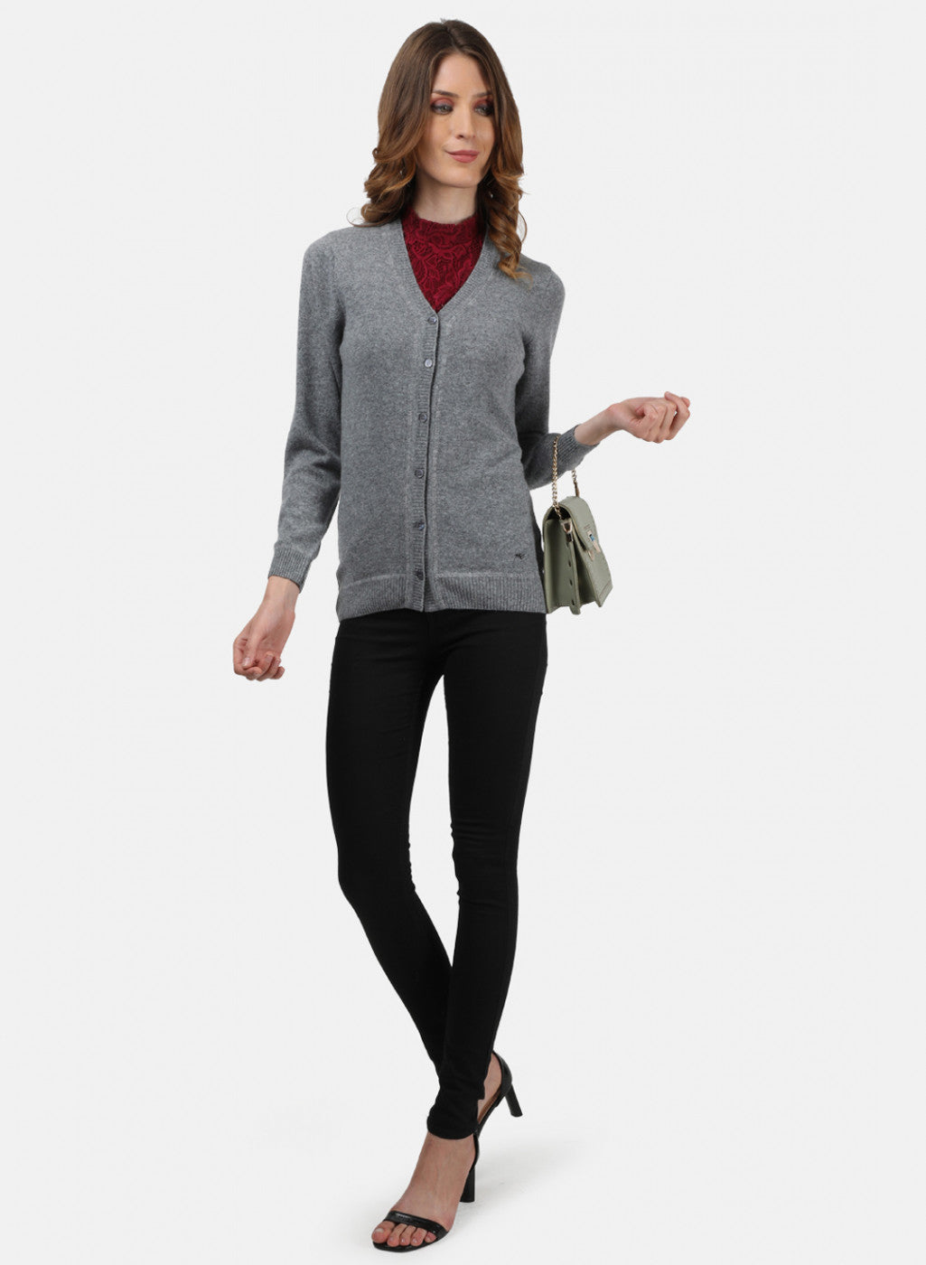 Women Grey Solid Cardigan