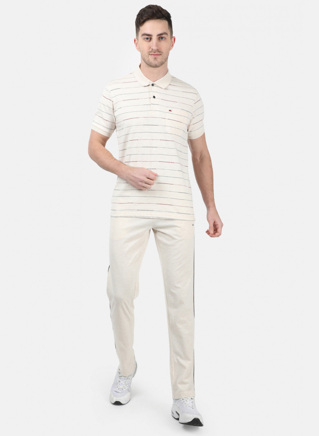 Men Beige Stripe Combo Set