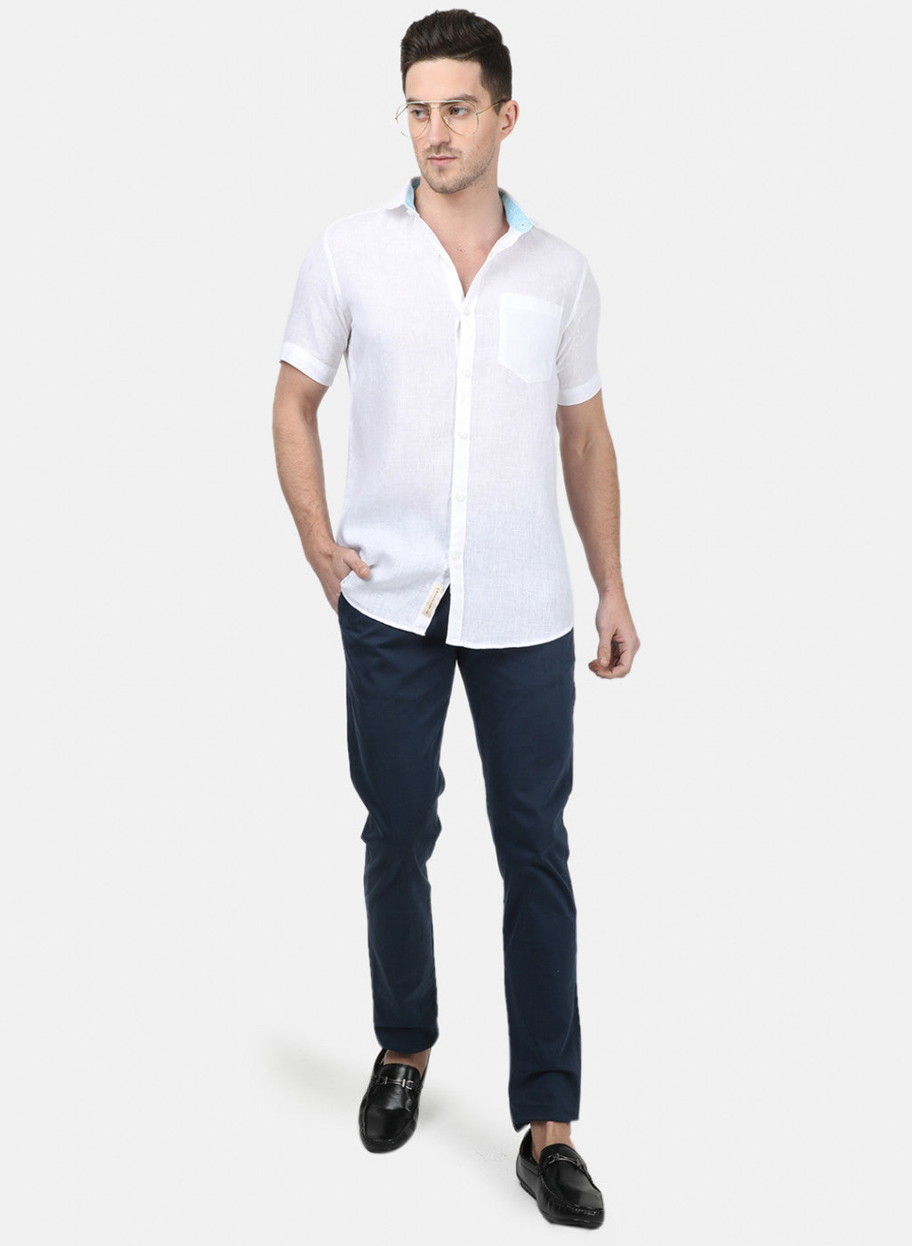 Mens White Solid Shirts