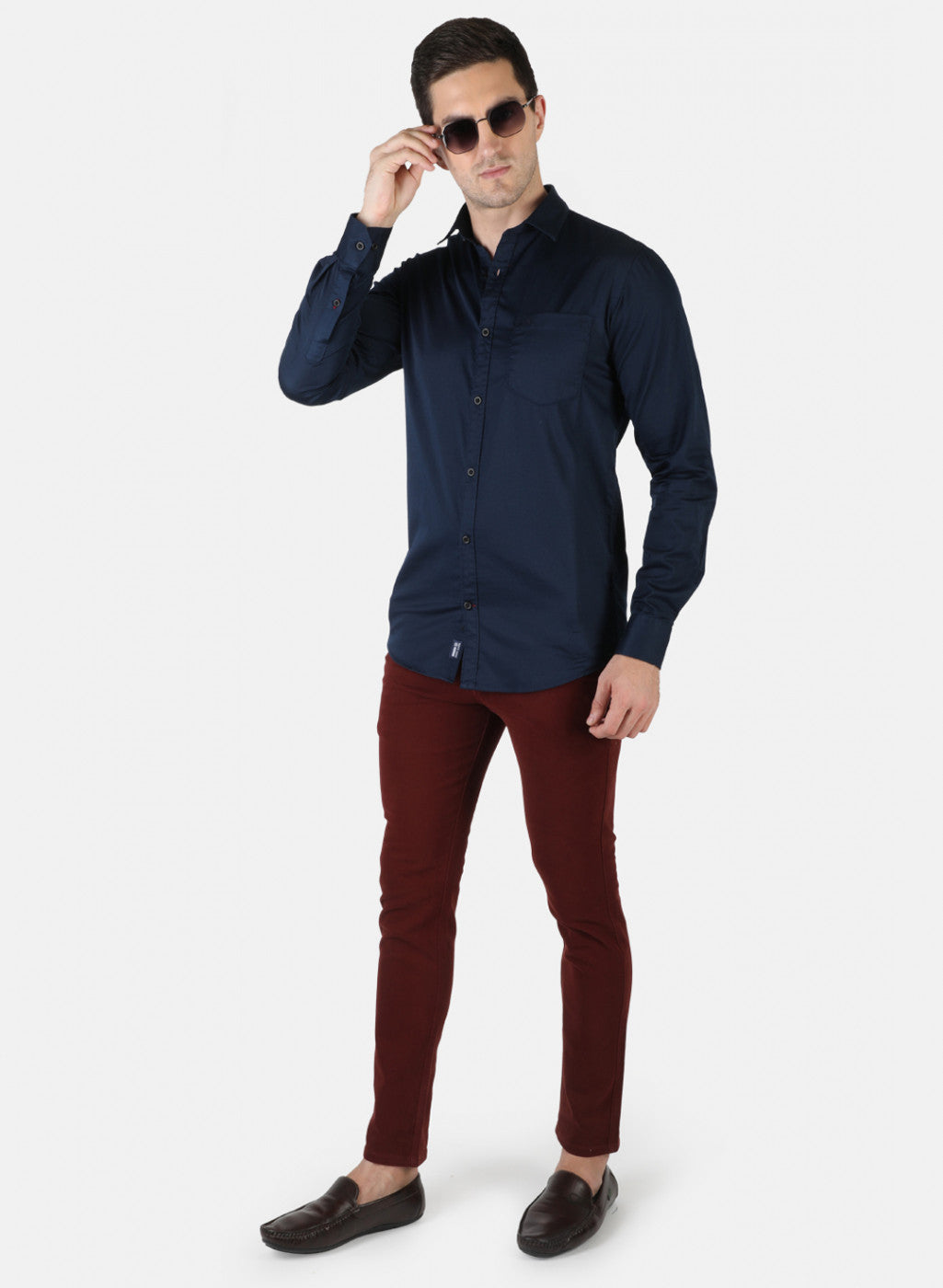 Men NAvy Blue Solid Shirt