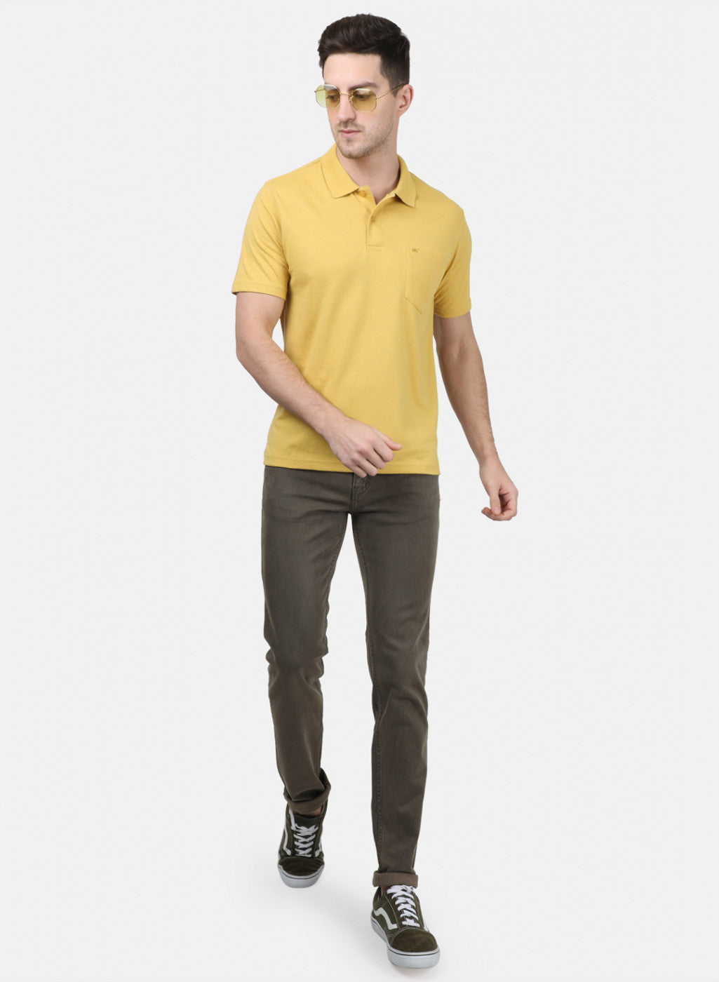 Mens Yellow Plain T-Shirts