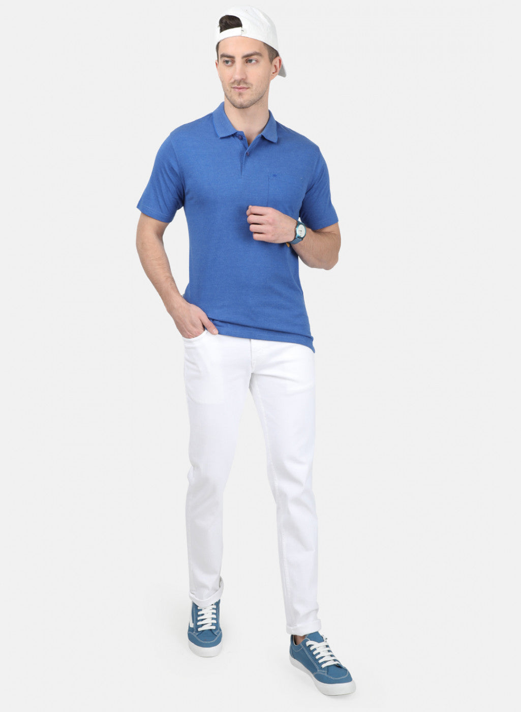 Mens Blue Plain T-Shirt