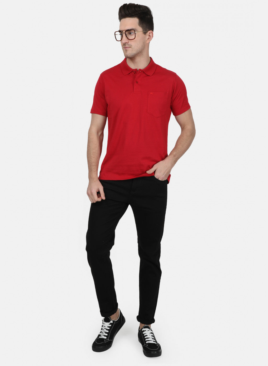 Mens Red Plain T-Shirt