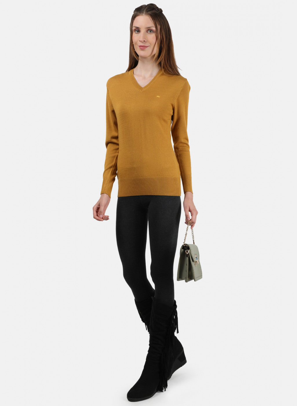 Women Yellow V Neck Top