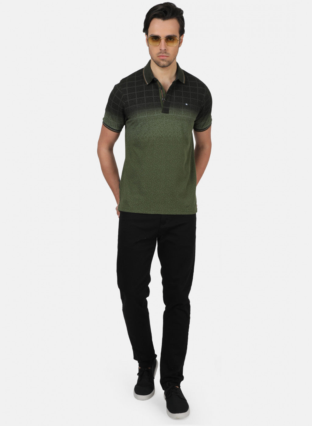 Men Olive Printed T-Shirts