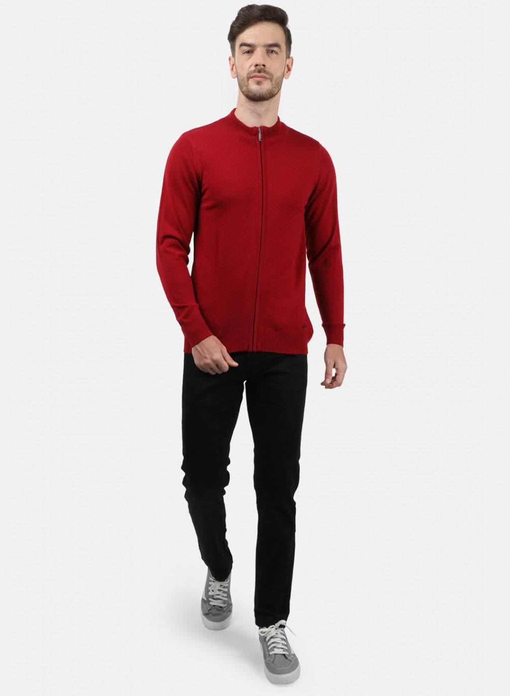 Men Light Maroon Solid Pullover