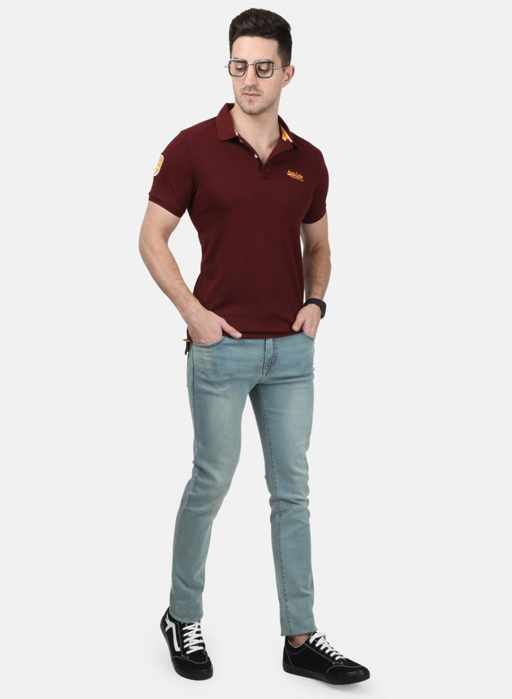 Mens Maroon Plain T-Shirts