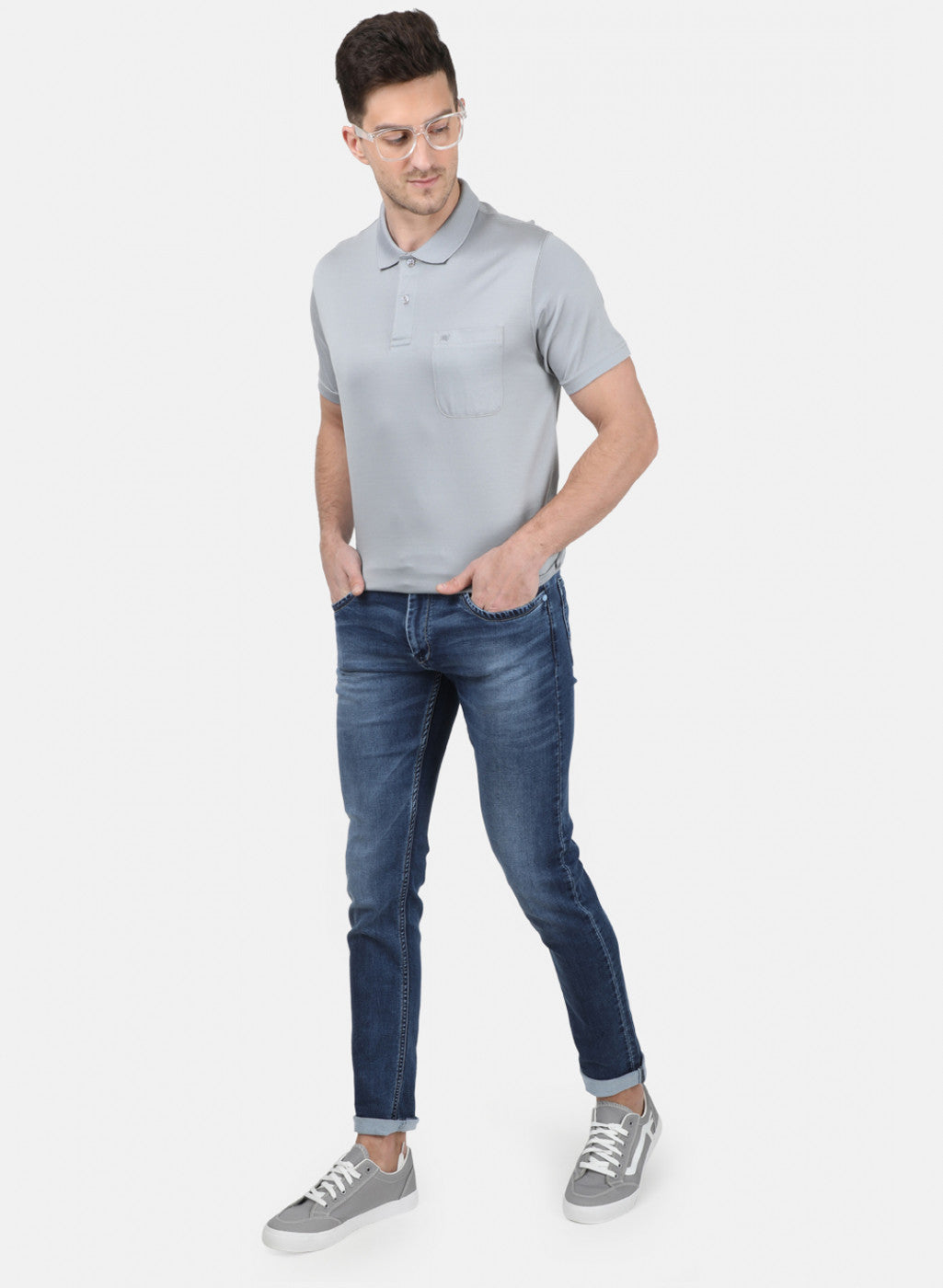 Mens Grey Plain T-Shirt